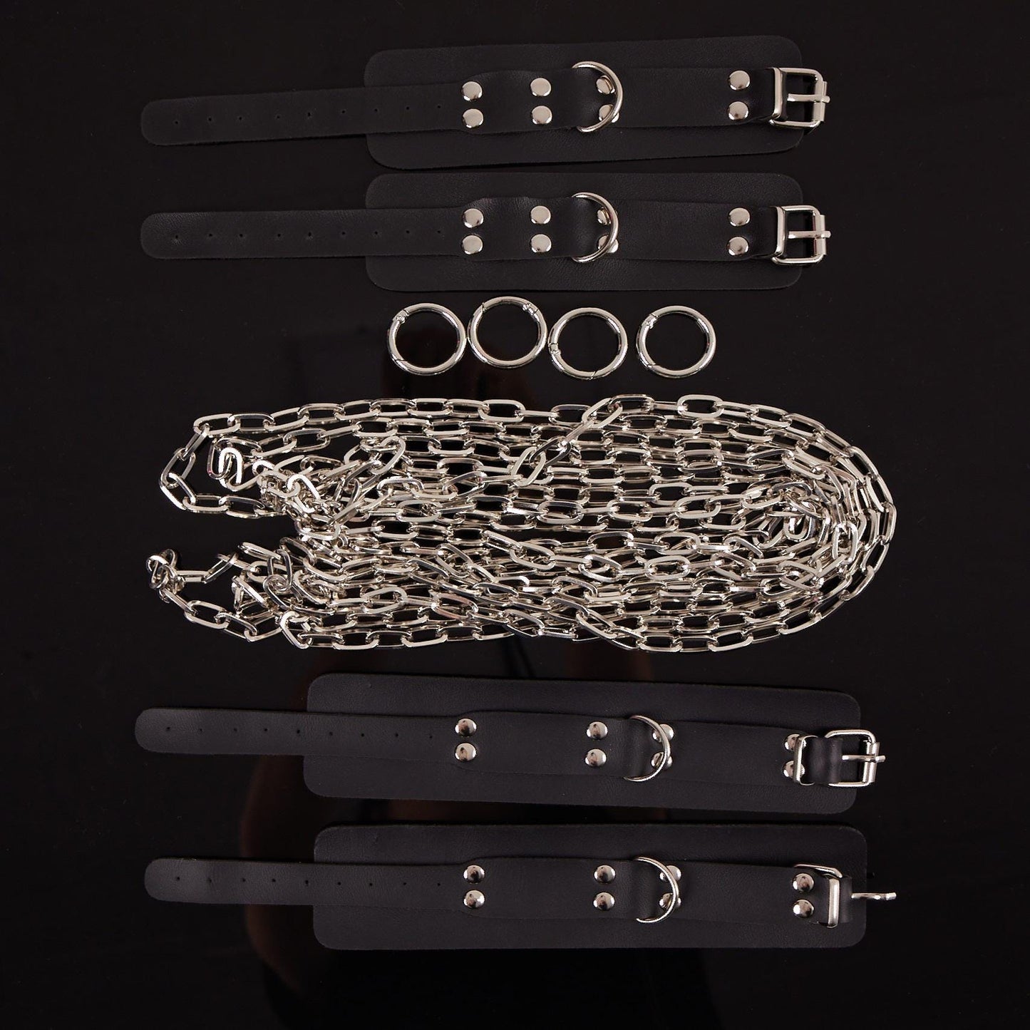 Bed Tie, Chain Bed Tie, Bedroom Games, Bed Restraint set, King and Queen size, Multiple Positions, Ankle and Wrist cuffs, Bondage