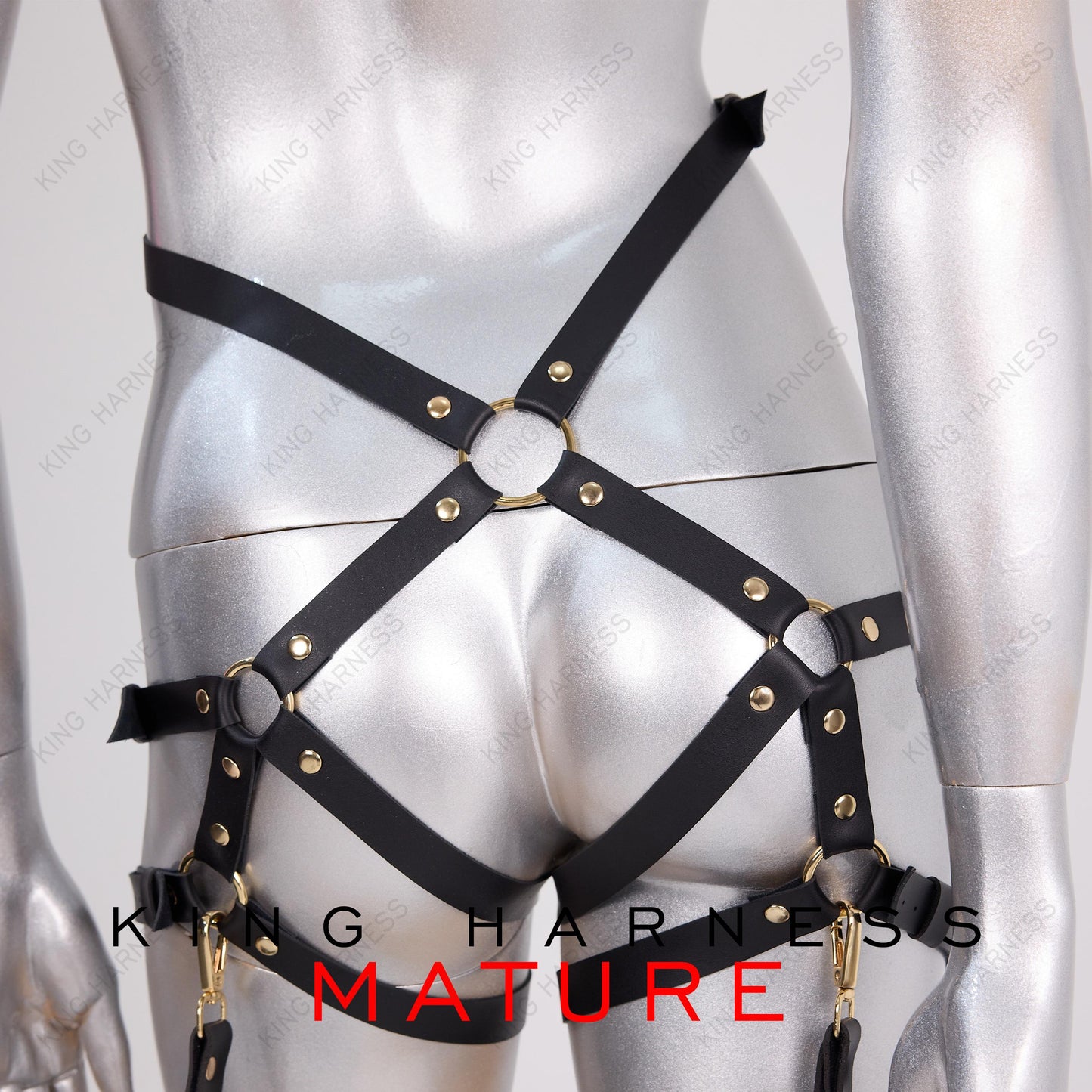 Thigh Restraints With Cuffs, Bondage Leather Restraint Set for Roleplay & Kinky Fashion, Thigh Garter Belt, Black Fetish Harness