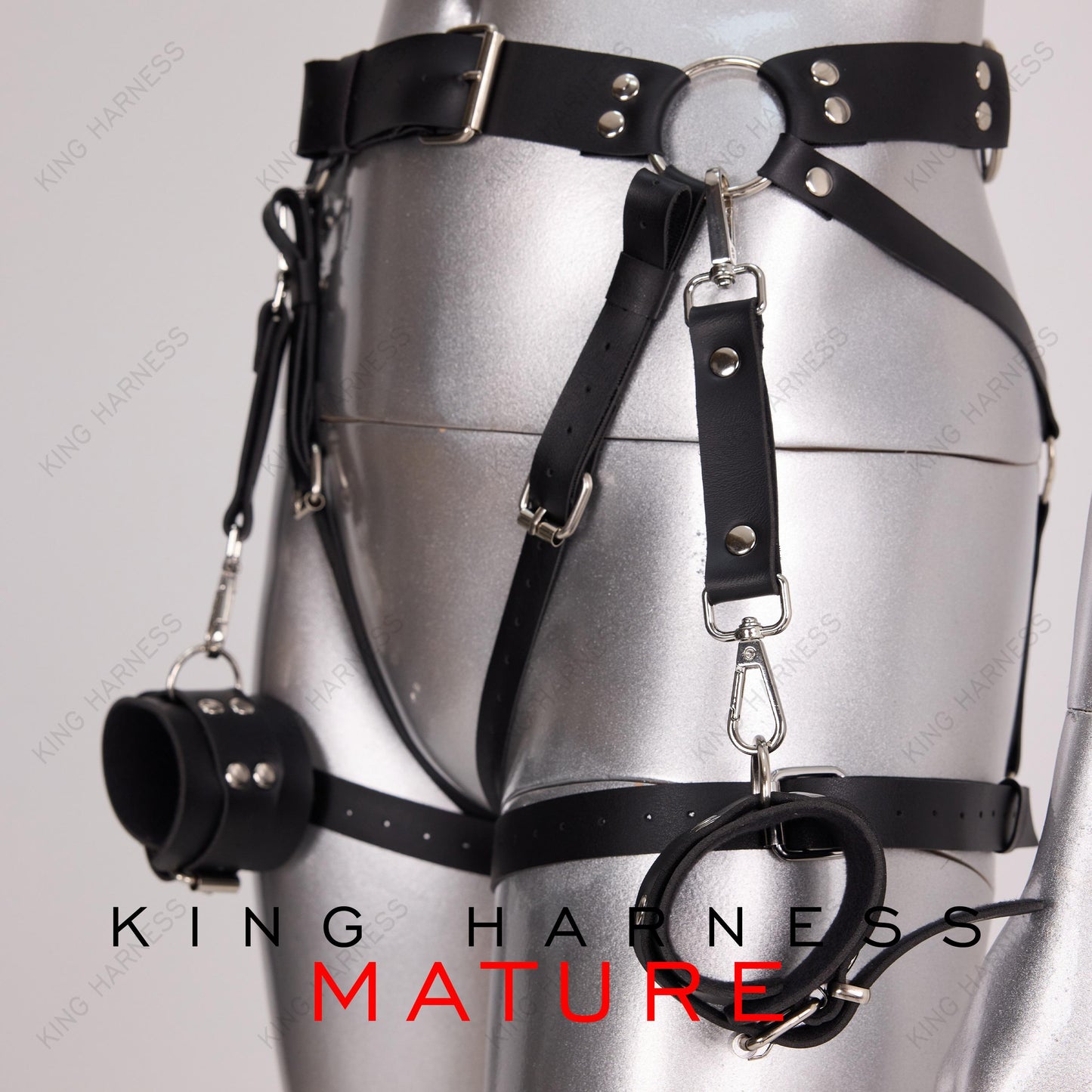 Garter Harness, Bondage Harness, Thigh Harness, Butt Harness, Anniversay Gift, BDSM Garters Bondage Wrist Cuffs, Crotchless Harness