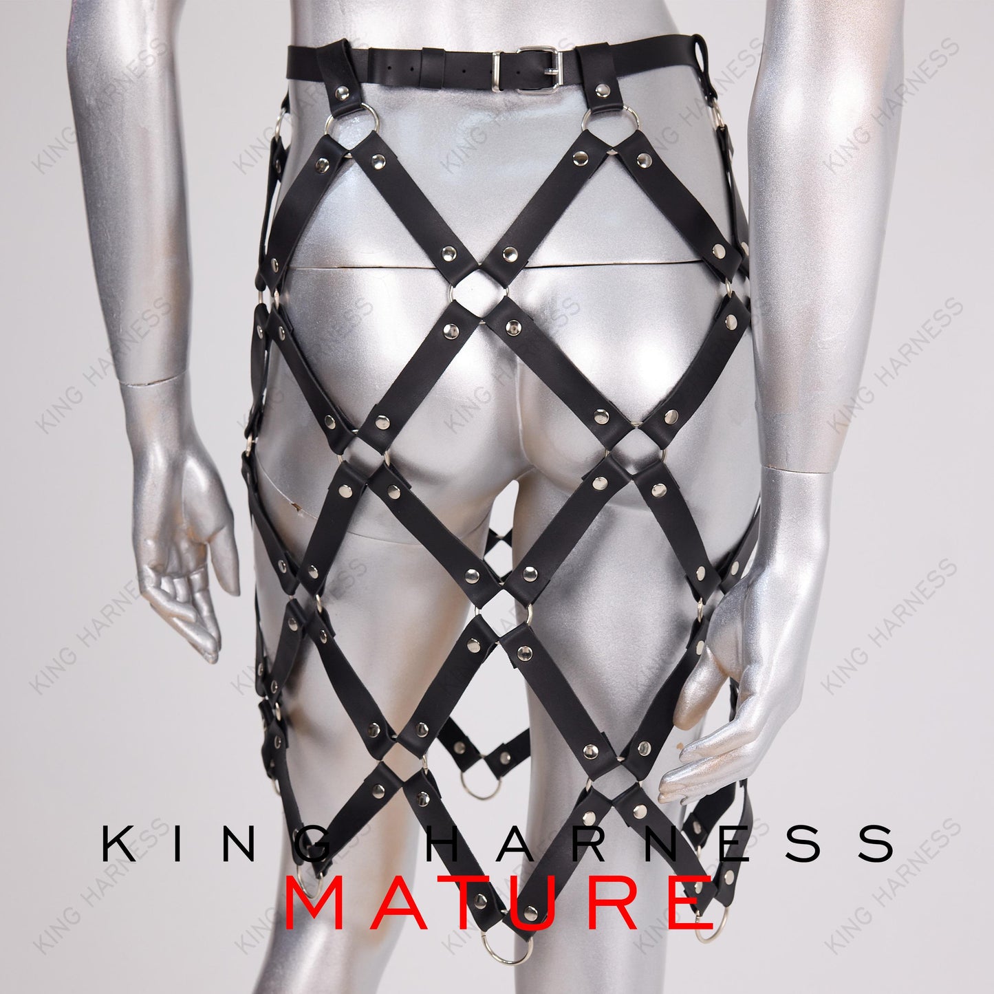 Leather Skirt Harness, Adjustable Size, Rave Outfit, Festival Clothing, Elegant Body Accessory, Netting Skirt, Skirt With Rings