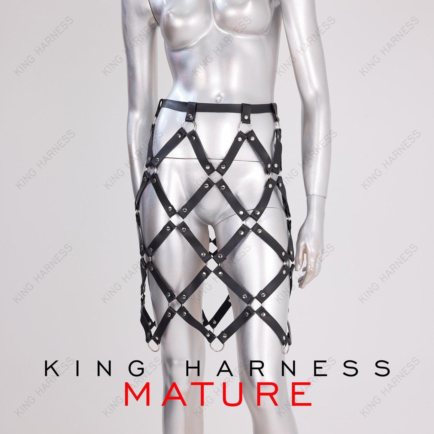 Leather Skirt Harness, Adjustable Size, Rave Outfit, Festival Clothing, Elegant Body Accessory, Netting Skirt, Skirt With Rings