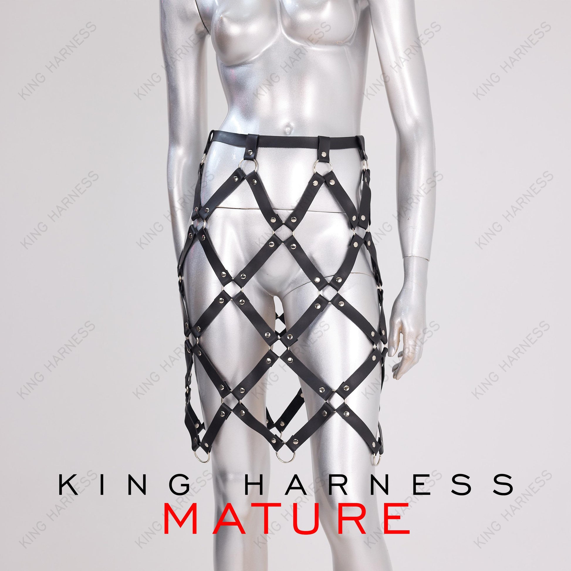 Leather Skirt Harness, Adjustable Size, Rave Outfit, Festival Clothing, Elegant Body Accessory, Netting Skirt, Skirt With Rings