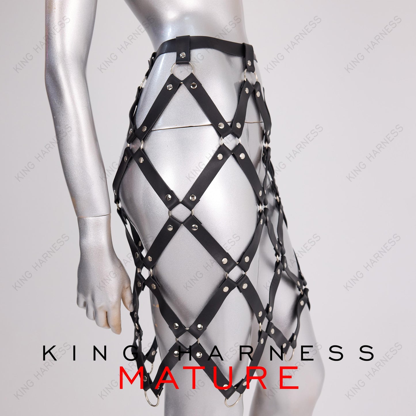 Leather Skirt Harness, Adjustable Size, Rave Outfit, Festival Clothing, Elegant Body Accessory, Netting Skirt, Skirt With Rings