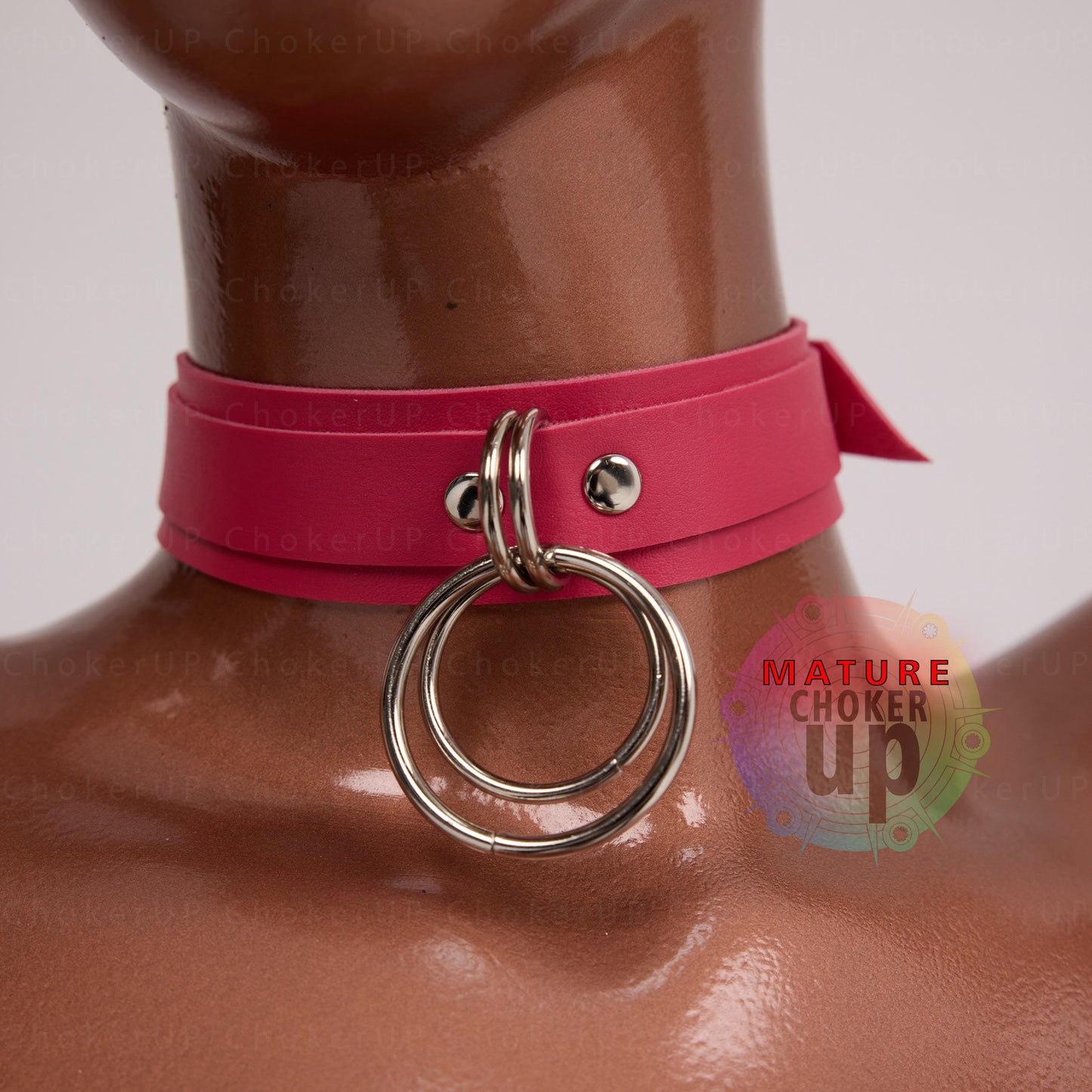 Handmade Leather Choker, Dual Metal Rings, Modern Day Collar
