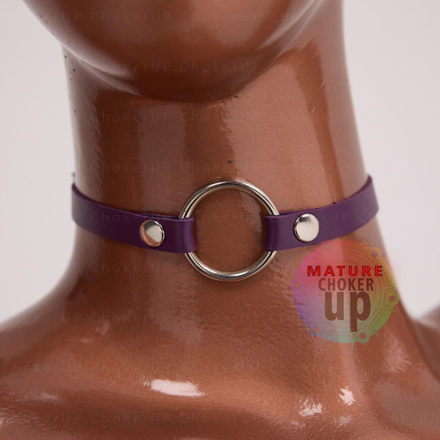 Black Leather O-Ring Choker, Handmade Collar Necklace