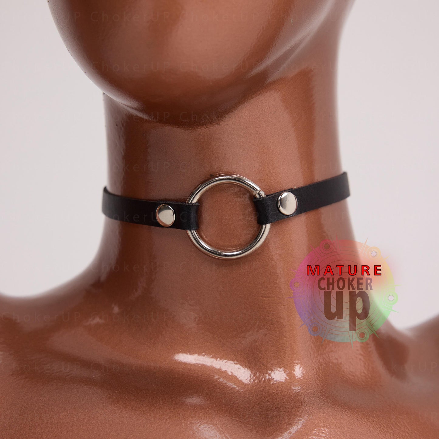 Handmade Leather O Ring Choker, Unisex Collar Necklace