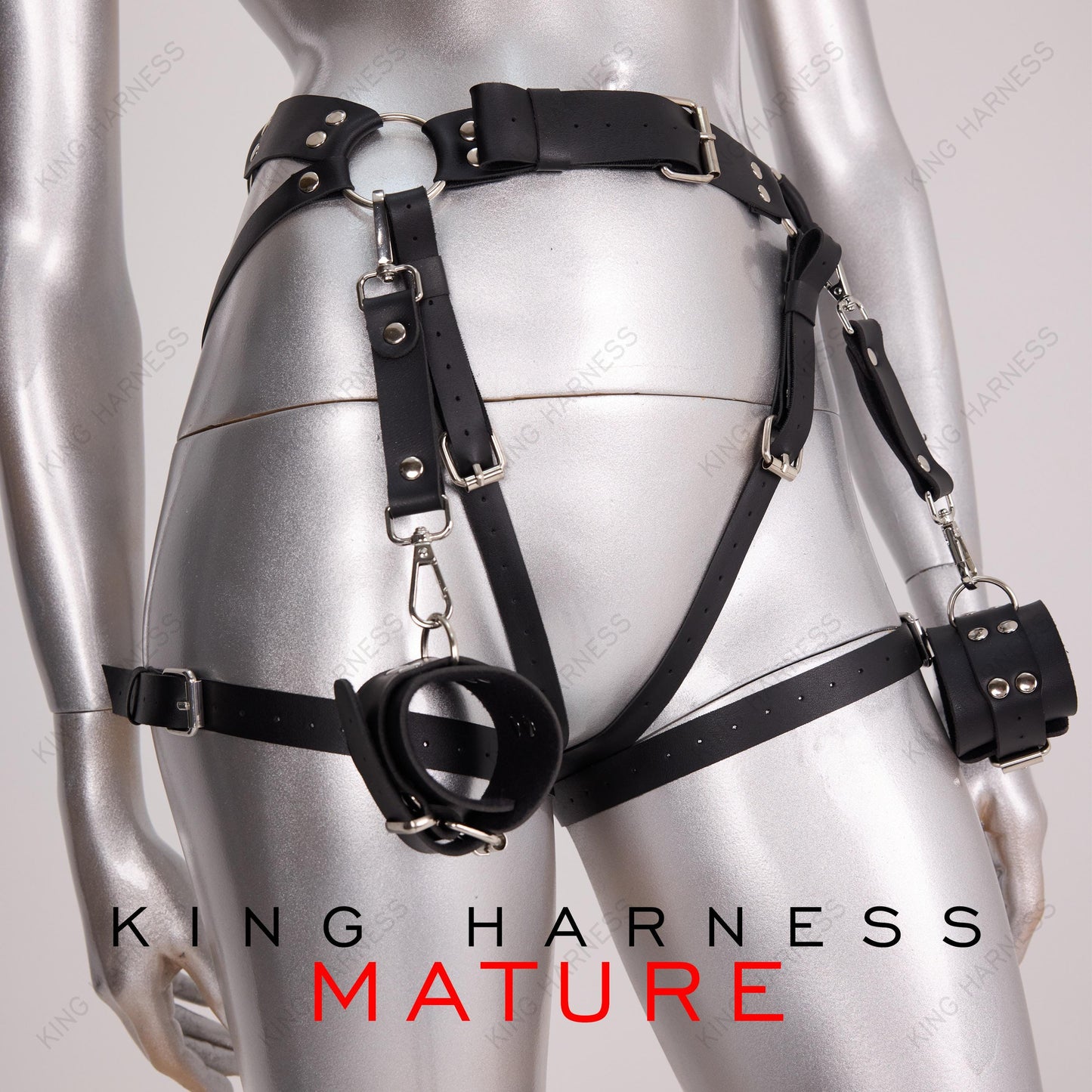 Garter Harness, Bondage Harness, Thigh Harness, Butt Harness, Anniversay Gift, BDSM Garters Bondage Wrist Cuffs, Crotchless Harness