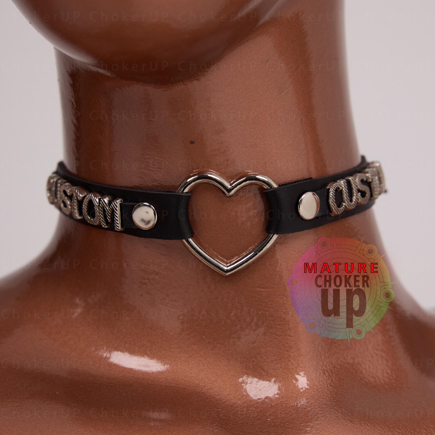 Punk Style Choker,  Anniversay Gift,  Valentines Gift,  Harness Choker,  Name Necklace Choker,  Personalized Choker, Custom Heart Choker