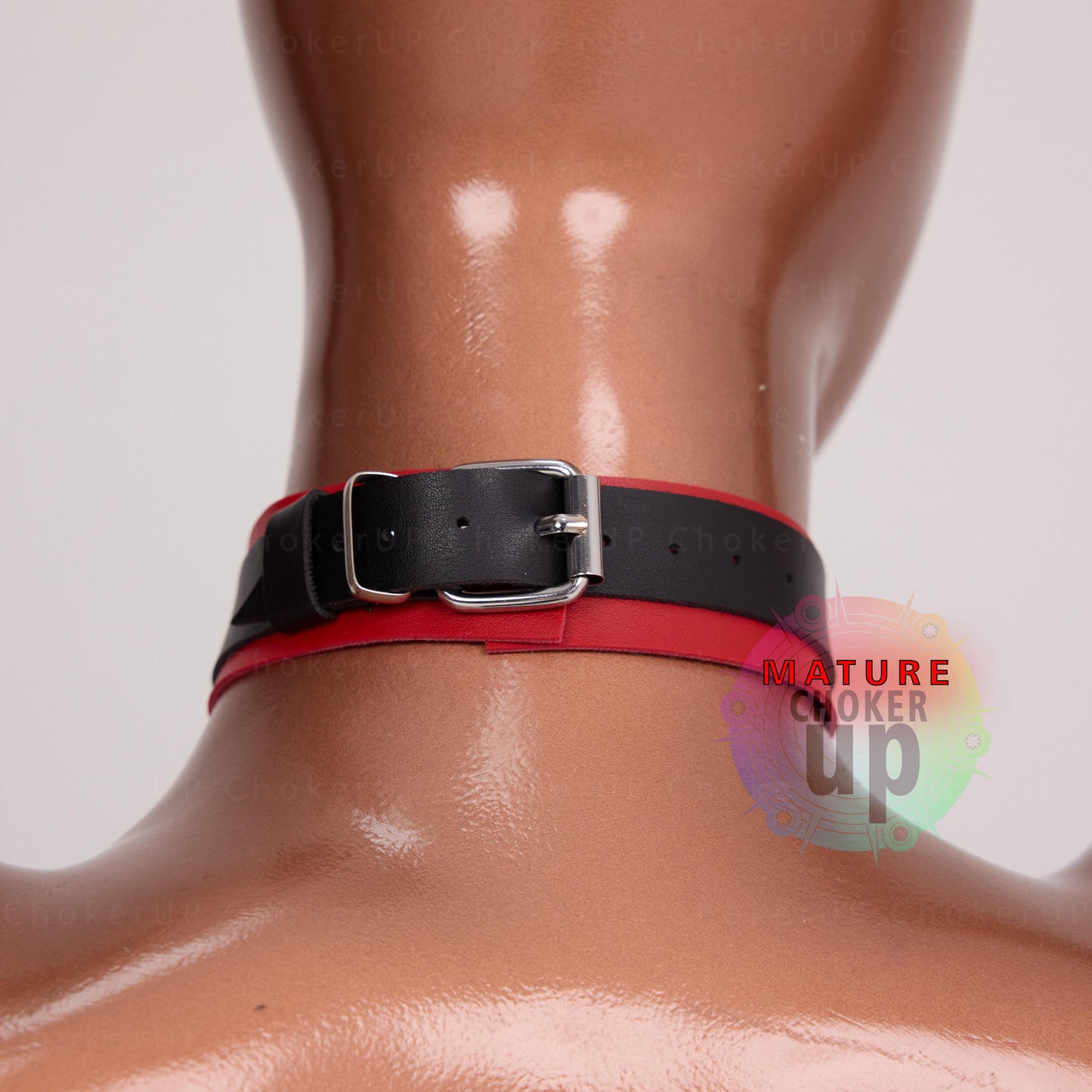 Custom 2-Color Leather O-Ring Choker, Bold Design