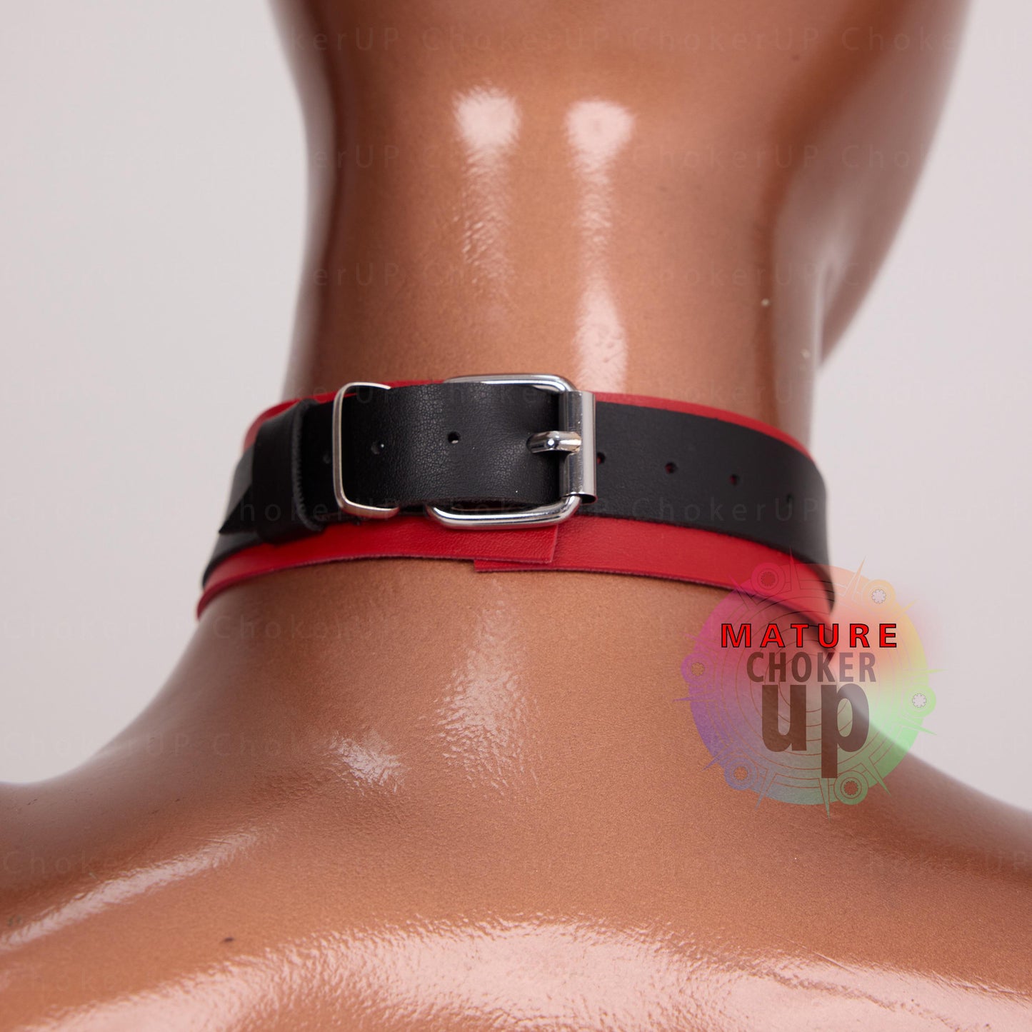 Custom 2-Color Leather O-Ring Choker, Bold Design
