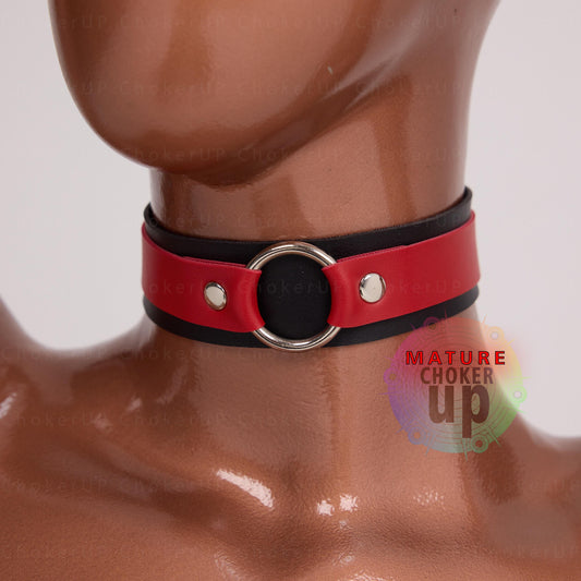 Leash For Women,  Sexy Leather Collar,  Modern Leather Ring  Choker,  Inspired Choker,  Bold O-Ring Design,  Custom Choker, 2 Color Choker
