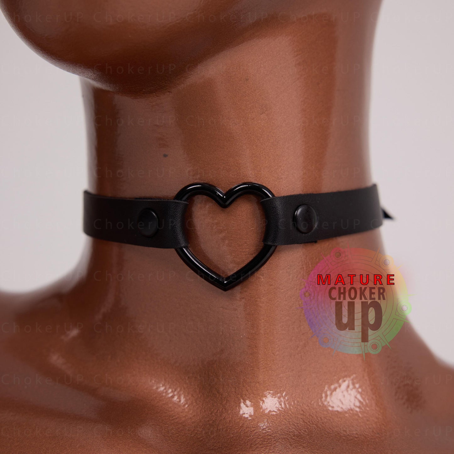 Rave Outfit,  and BDSM-Inspired Collar,  Emo,  Kawaii,  and Alternative Fashion Necklace,  Punk,  Goth,  Red Leather Choker, Black Heart Choker