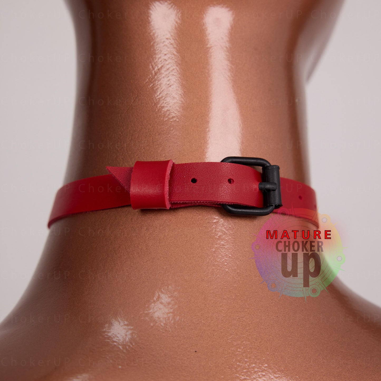 Red Leather Heart Choker, Goth Fashion Necklace, Custom Collar