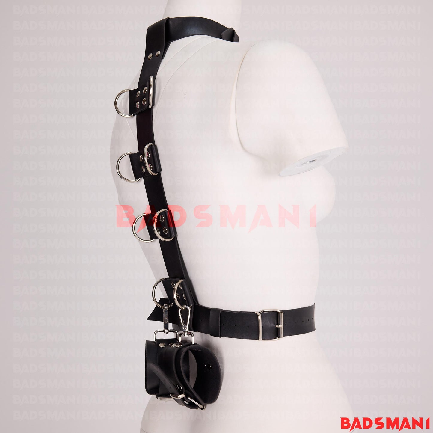 Handmade Leather BDSM Back Restraint Harness, Heavy Duty Bondage, Back Bondage, Neck to Back Hogtie Restraint, Custom Bdsm Set, Cuffs Set