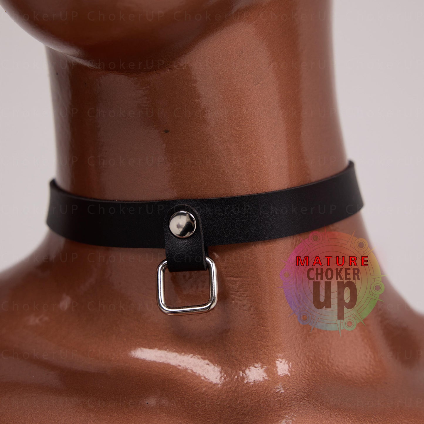 Valentines Gift,  Elegant and Stylish Leather Choker,  Genuine Leather Choker,  Gifts For Boyfriend,  Handmade Choker, Square Ring Choker