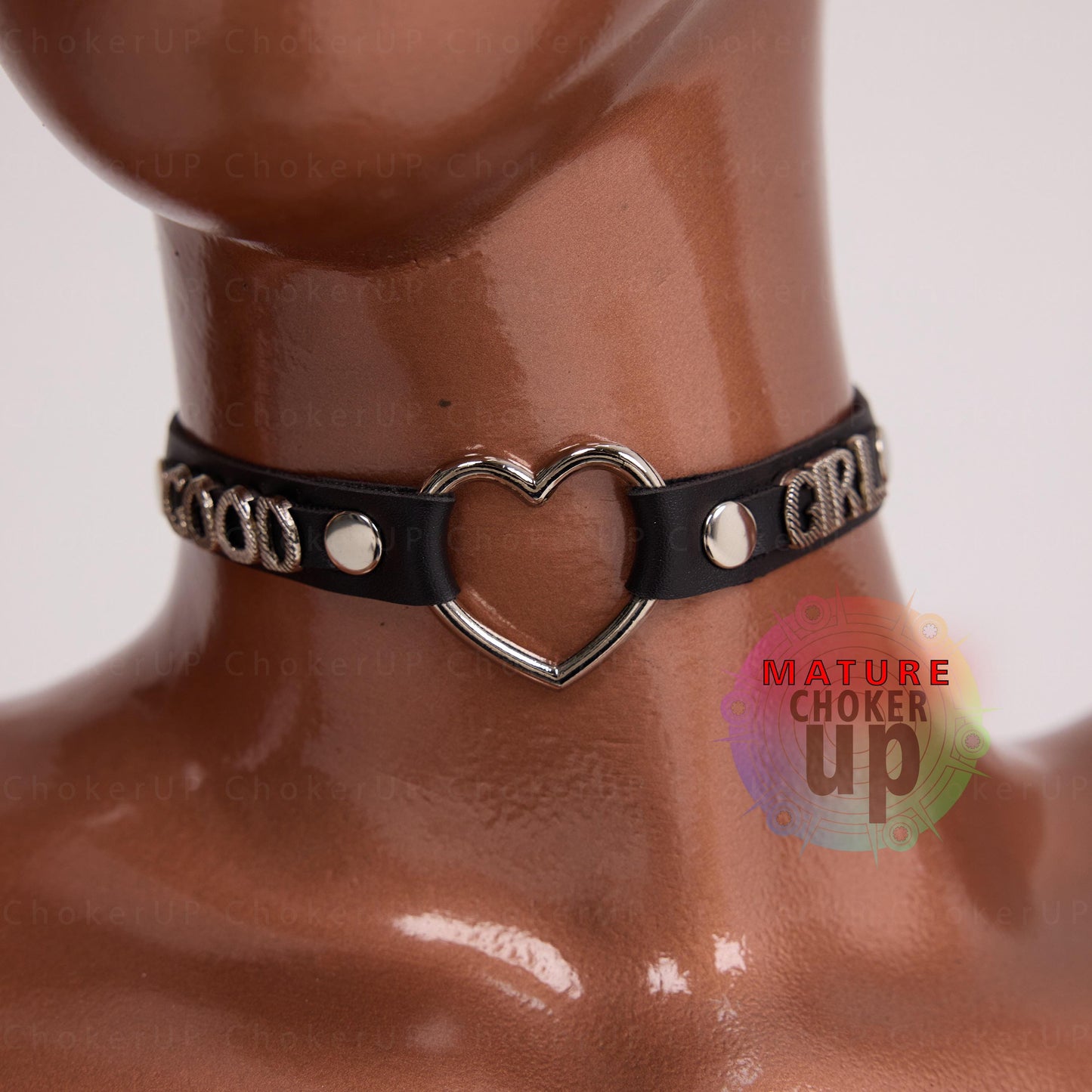 Punk Style Choker,  Anniversay Gift,  Valentines Gift,  Harness Choker,  Name Necklace Choker,  Personalized Choker, Custom Heart Choker
