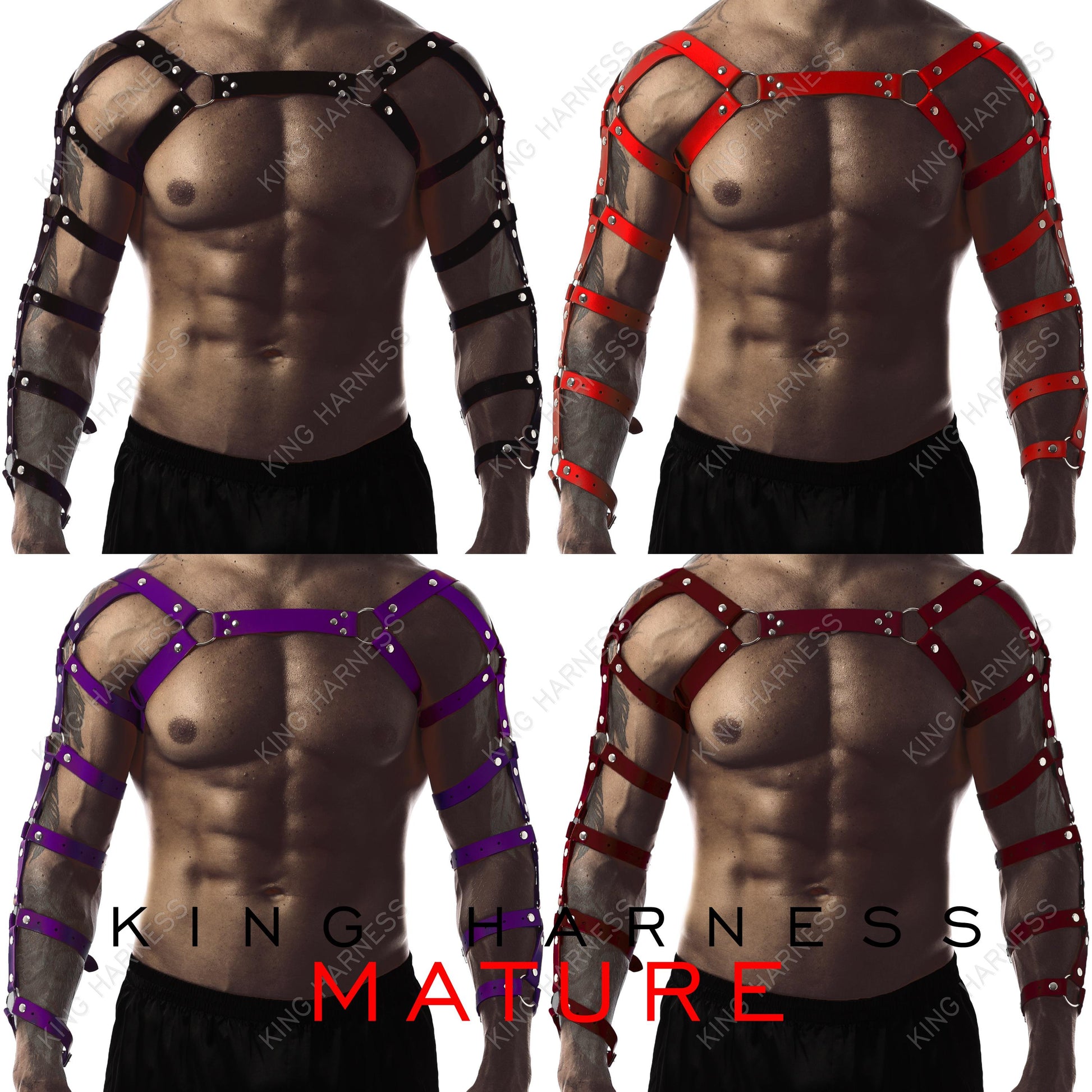 Men's Leather Chest Shoulder and Arm Harness, Male Chest Harness, Clubwear, Rave Clothing, Men's Harness, Arm Harness, Mens Chest Rig