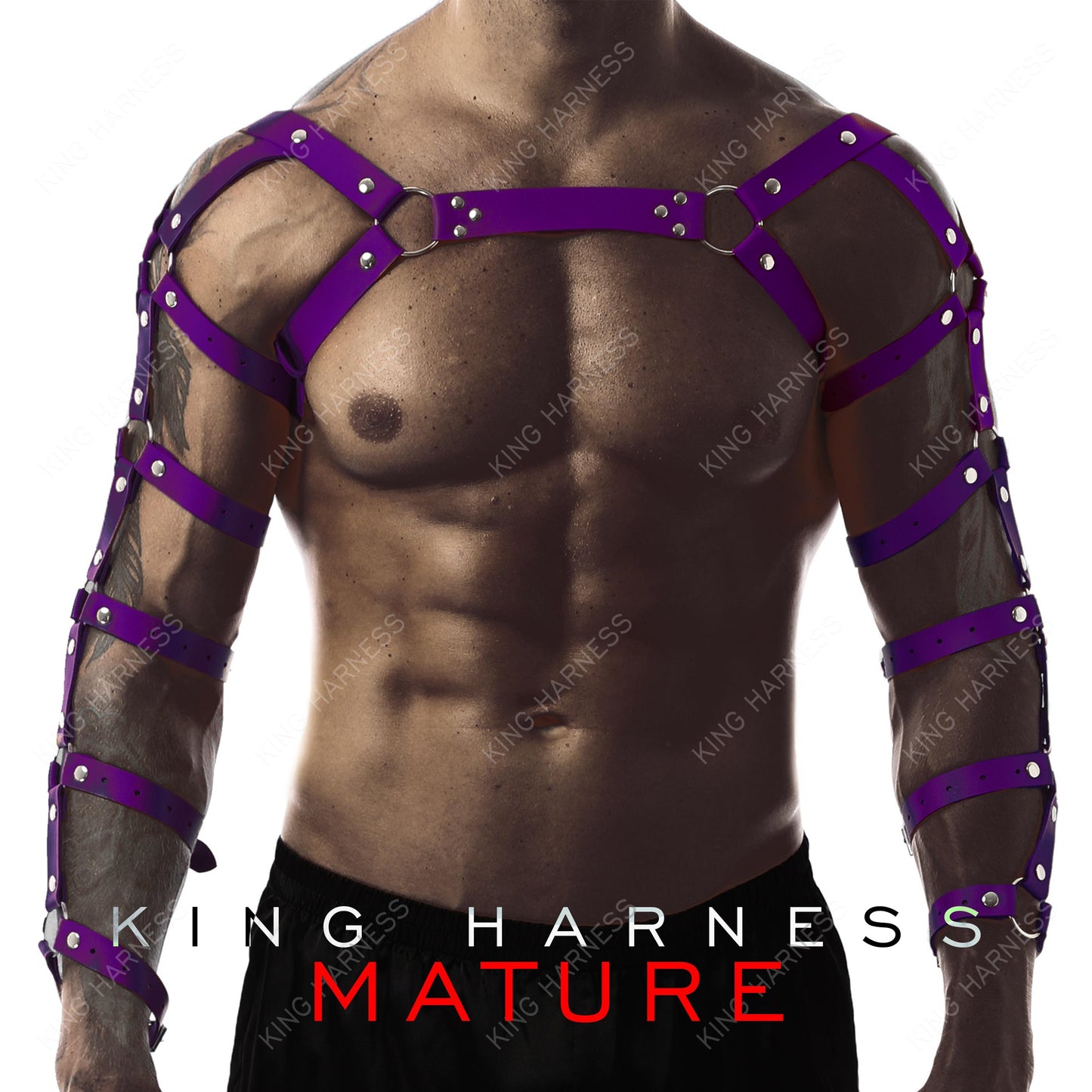 Men's Leather Chest Shoulder and Arm Harness, Male Chest Harness, Clubwear, Rave Clothing, Men's Harness, Arm Harness, Mens Chest Rig