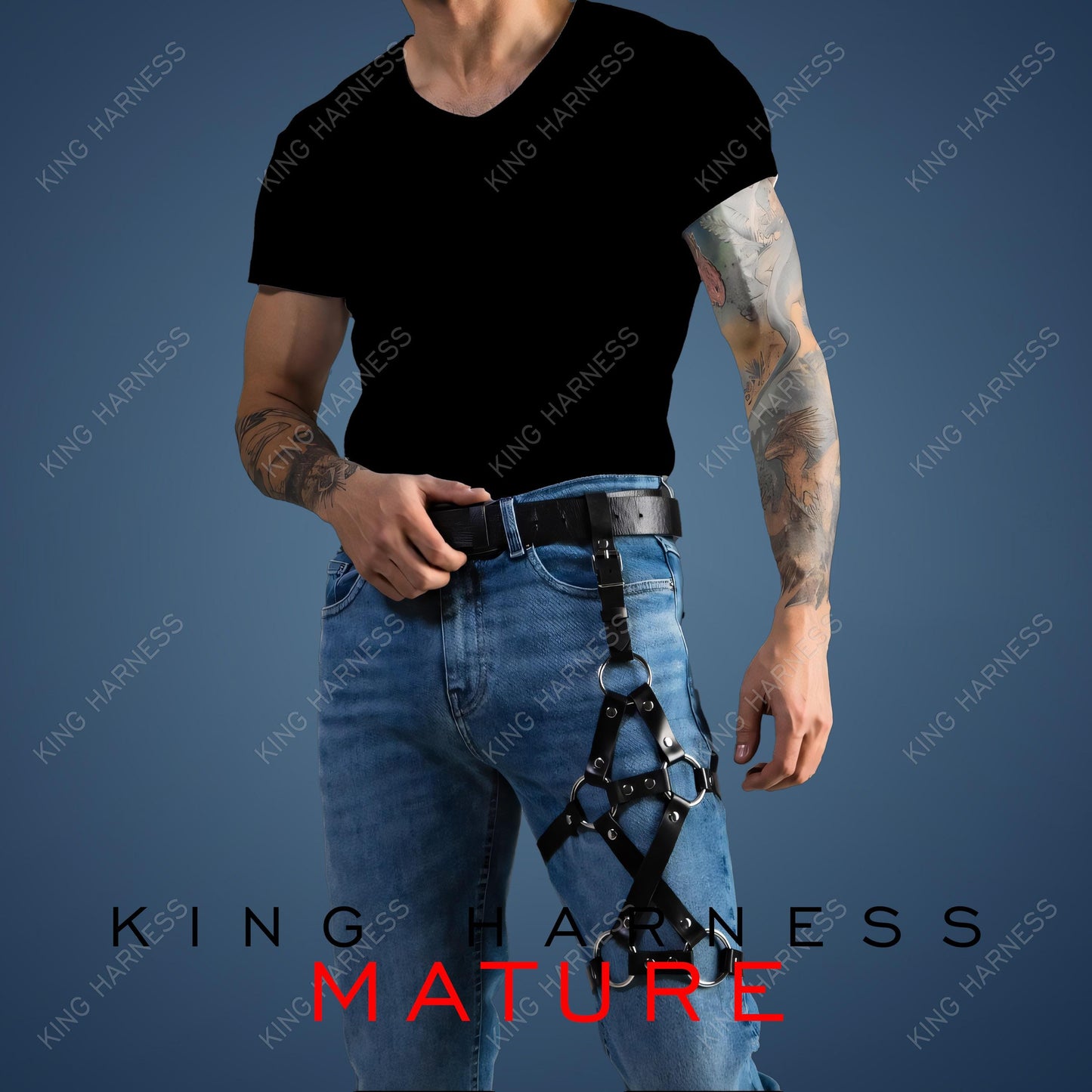 Men's Leather Leg Harness, Unisex Harness, Thigh Harness, Biker Jeans Accessories, Men Jeans Accessories, Clubwear Accessories