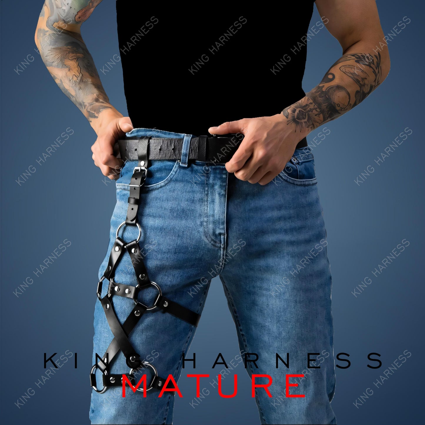 Men's Leather Leg Harness, Unisex Harness, Thigh Harness, Biker Jeans Accessories, Men Jeans Accessories, Clubwear Accessories