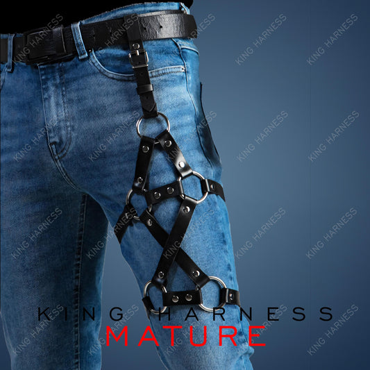 Men's Leather Leg Harness, Unisex Harness, Thigh Harness, Biker Jeans Accessories, Men Jeans Accessories, Clubwear Accessories