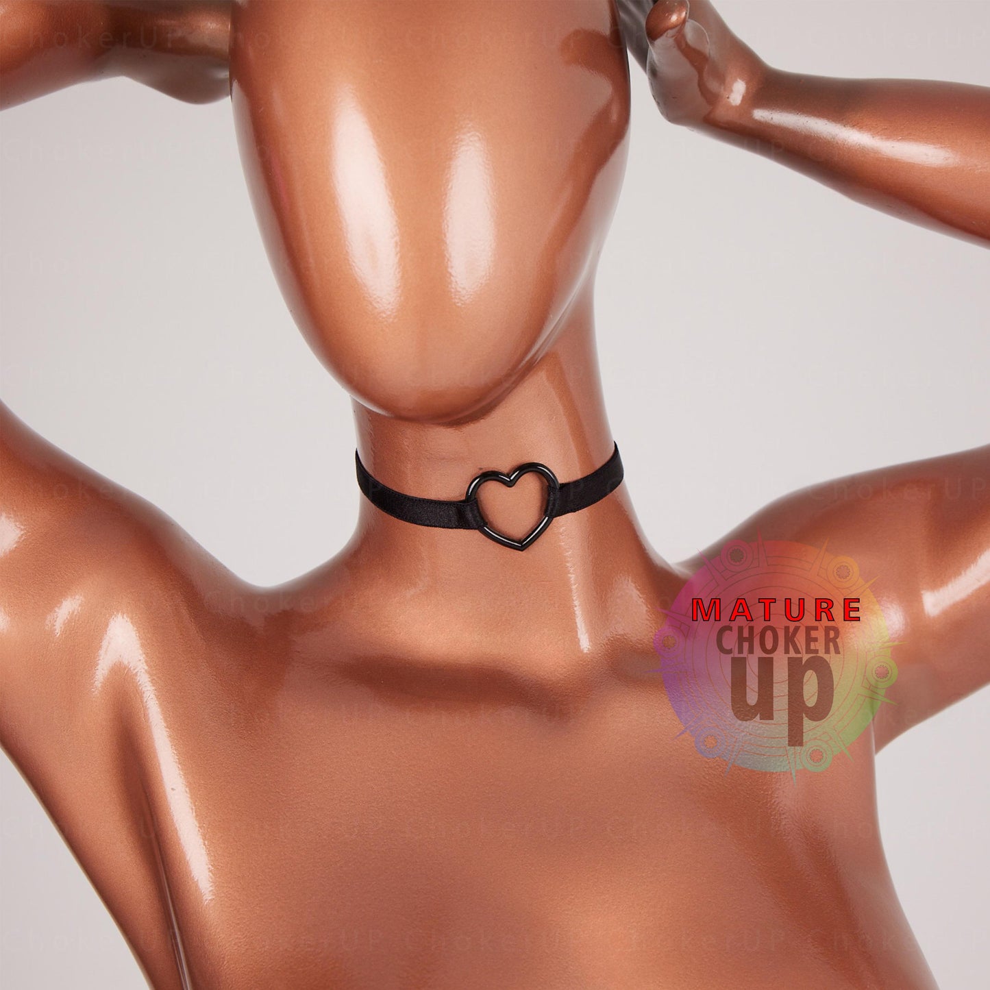 Heart Choker Necklace, Adjustable Strap, Romantic Jewelry