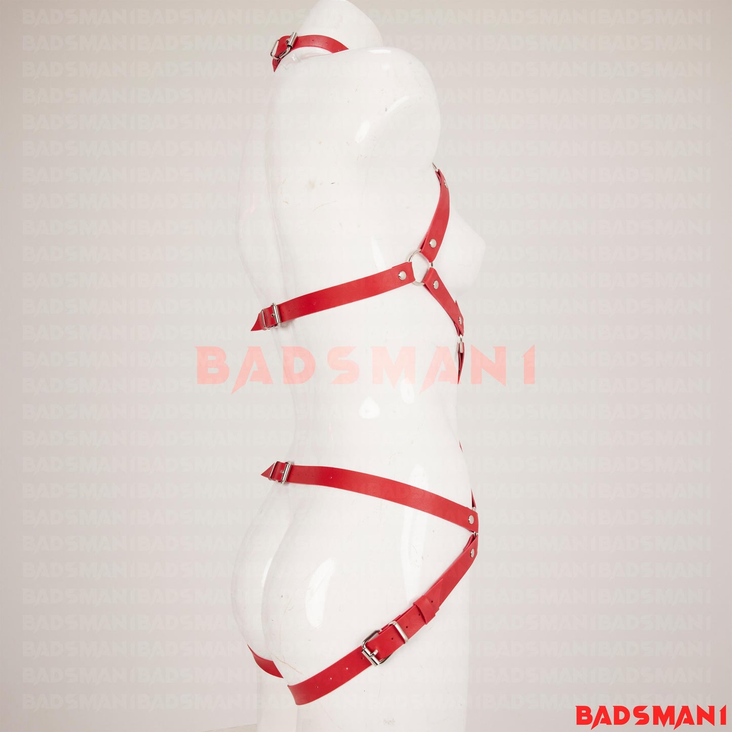 Red Leather Harness Women, Red Full Body Set, Dildo Harness, BDSM harness, Pegging Harness, Strap On Kit, Chest Harness, Open Bra