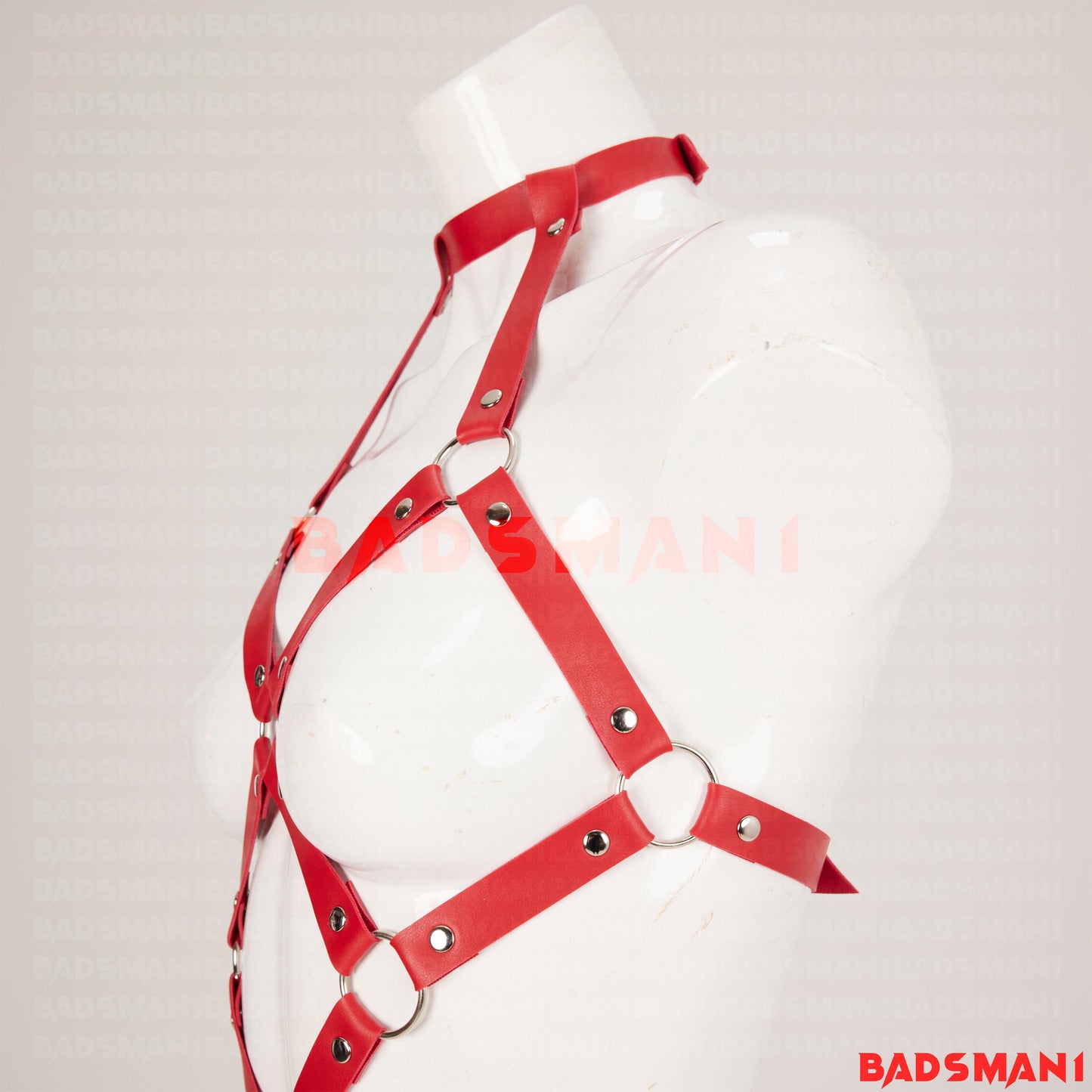 Red Leather Harness Women, Red Full Body Set, Dildo Harness, BDSM harness, Pegging Harness, Strap On Kit, Chest Harness, Open Bra