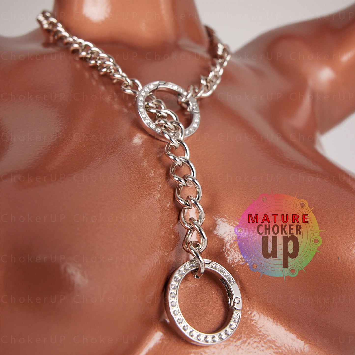 Unisex Choker,  Gothic Choker,  Stainless Steel Slip Chain Necklace,  Slip Collar,  Carabiner Slide Chain Necklace,  Chain Choker, Stoned Choker