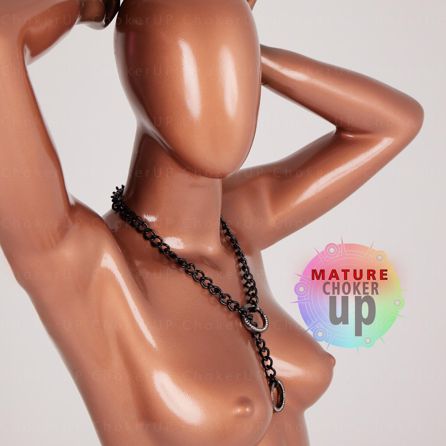 Black Chain Choker, Nickel Plated Collar, Gothic Neck Restraint