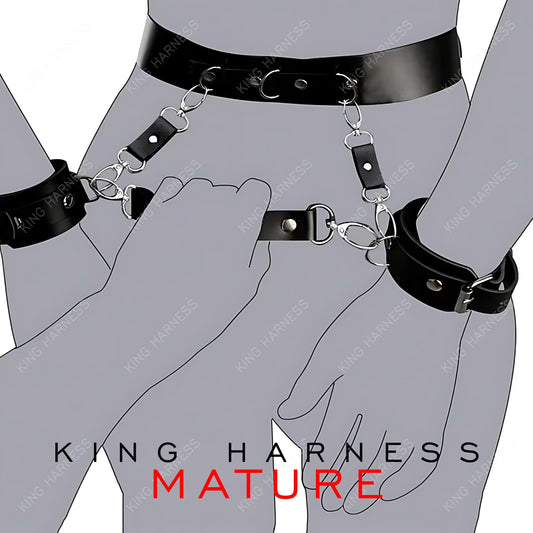 Cuffs For Slave, Belt With Cuffs, Bondage Restraints, Waist Corset Harness, Bdsm-Gear For Women, Submissive Set, Waist Restraints Strap