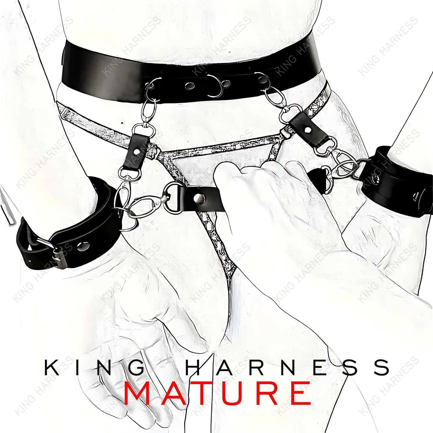 Purple Leather Garters, Plus Size Harness, Waist Body Harness, Bondage Harness, Garter Belt Harness, BDSM, Thigh Harness, Cuffs Set