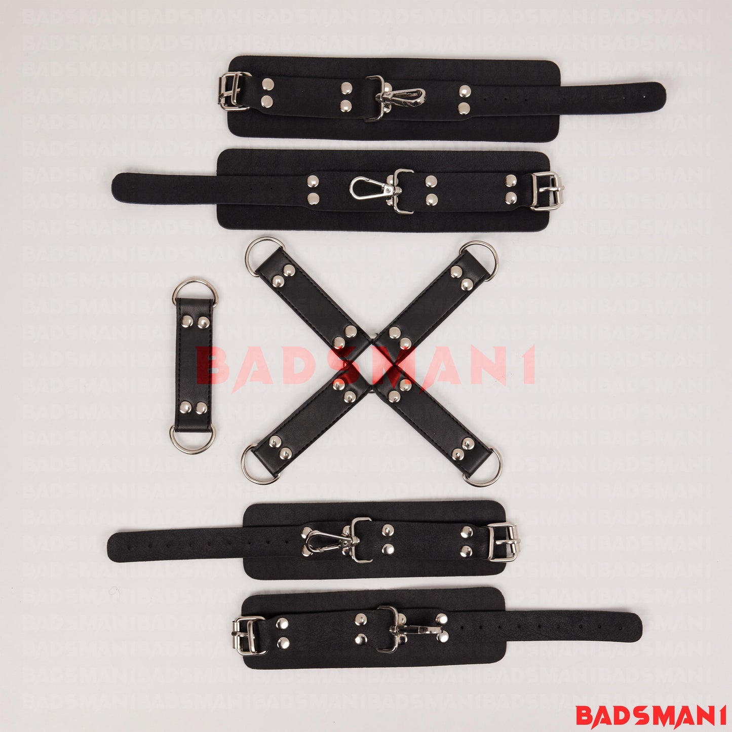 Hogtie Harness, BDSM Leather 4-Way Hogtie for Bondage, Accessory for Cuff Restraints Set, Handcuffs, Foot Clamps, Thigh to Wrist Cuffs