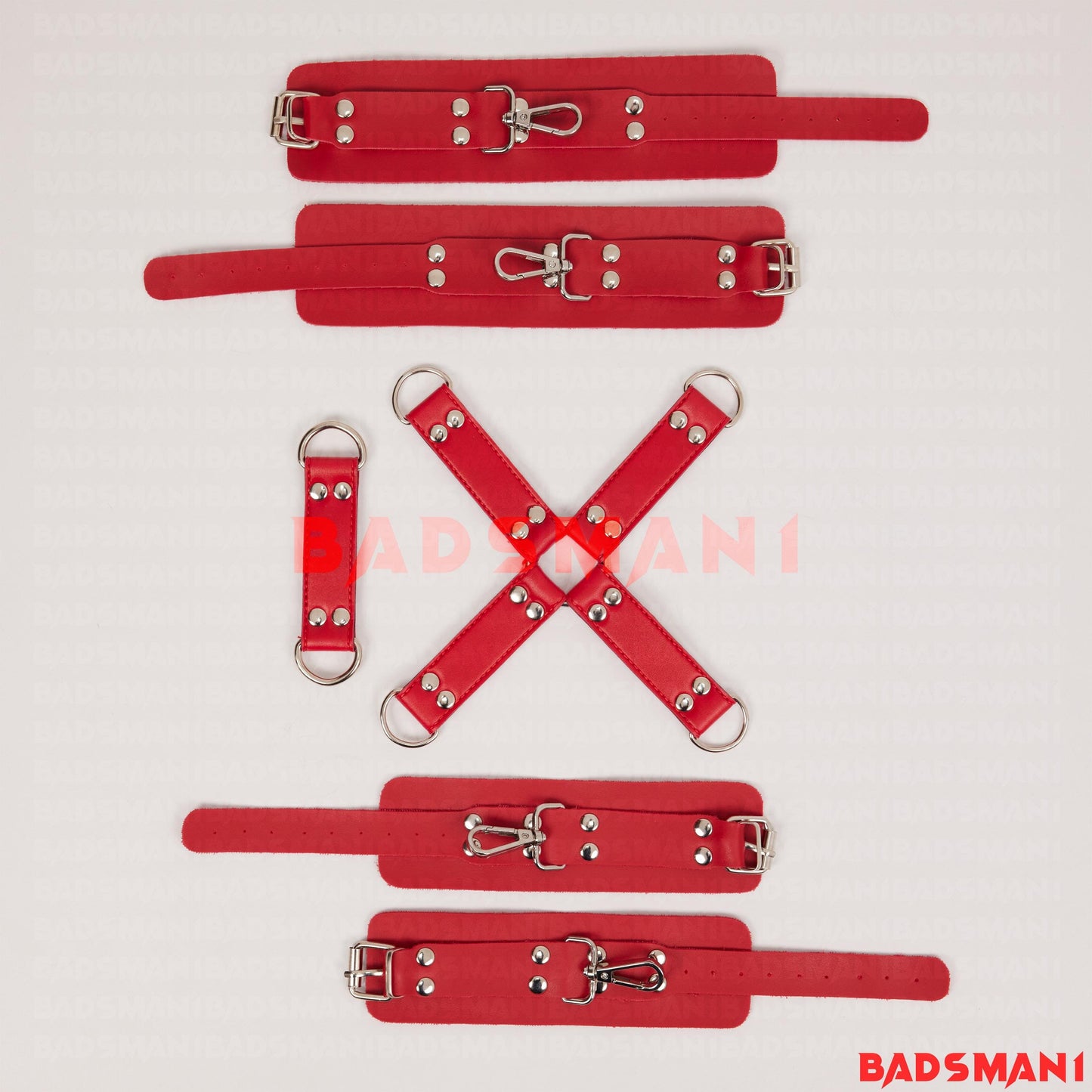 Hogtie Harness, BDSM Leather 4-Way Hogtie for Bondage, Accessory for Cuff Restraints Set, Handcuffs, Foot Clamps, Thigh to Wrist Cuffs