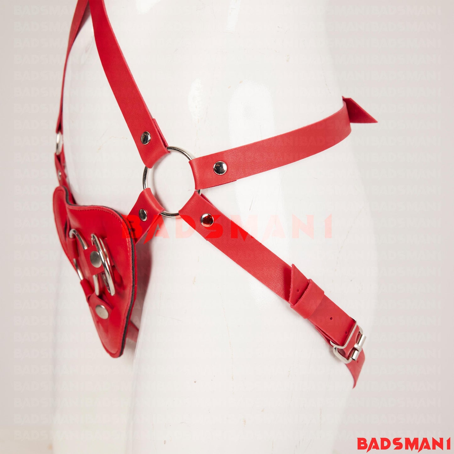 Red Leather Harness Women, Red Full Body Set, Dildo Harness, BDSM harness, Pegging Harness, Strap On Kit, Chest Harness, Open Bra