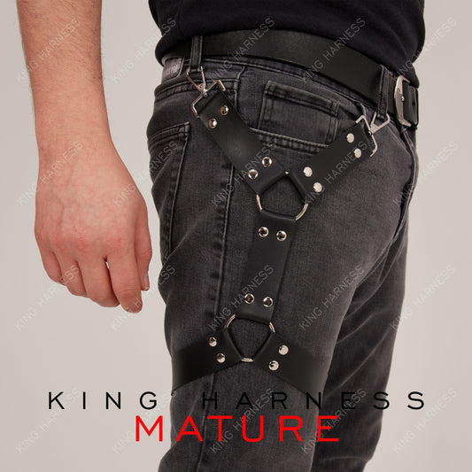 Men's Leather Leg Harness, Harness Men Jeans Accesories, Biker Jeans Accessories, Thigh Harness, Unisex Harness, Christman Man Gift