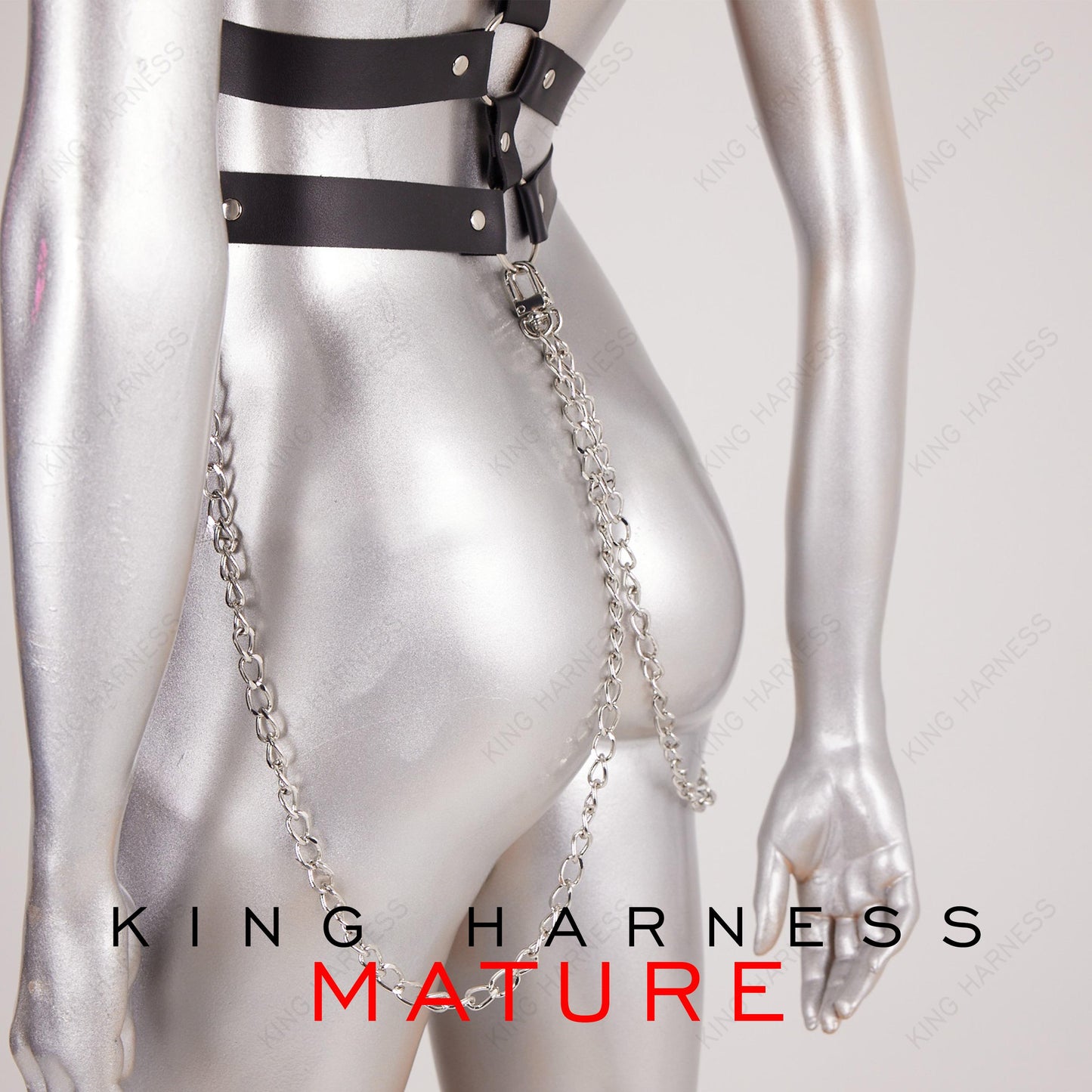 Chain Chest Accessories, Leather Chest Harness for Women, Leather Suspender Harness, Fashion Accessory, With Double Belt,