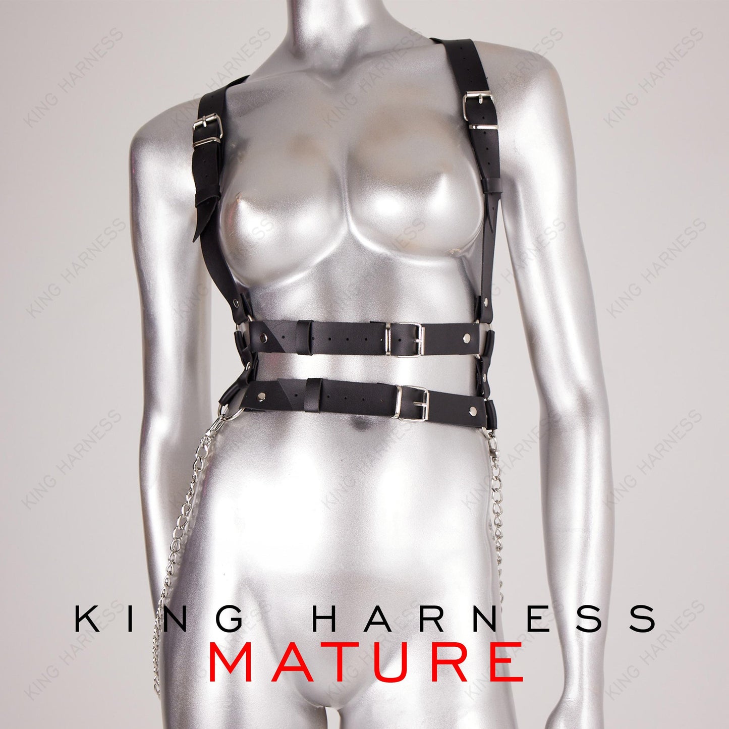 Chain Chest Accessories, Leather Chest Harness for Women, Leather Suspender Harness, Fashion Accessory, With Double Belt,