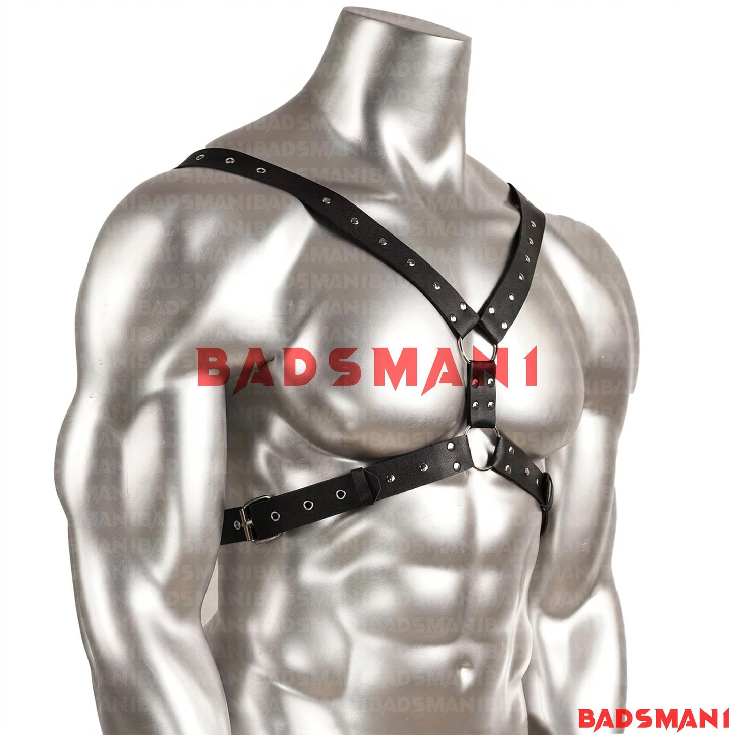 Adjustable Black Faux Leather Chest Harness for Men, Punk Festival Outfit, Gay Pride Wear, BDSM Clubwear Accessory, Harness Men