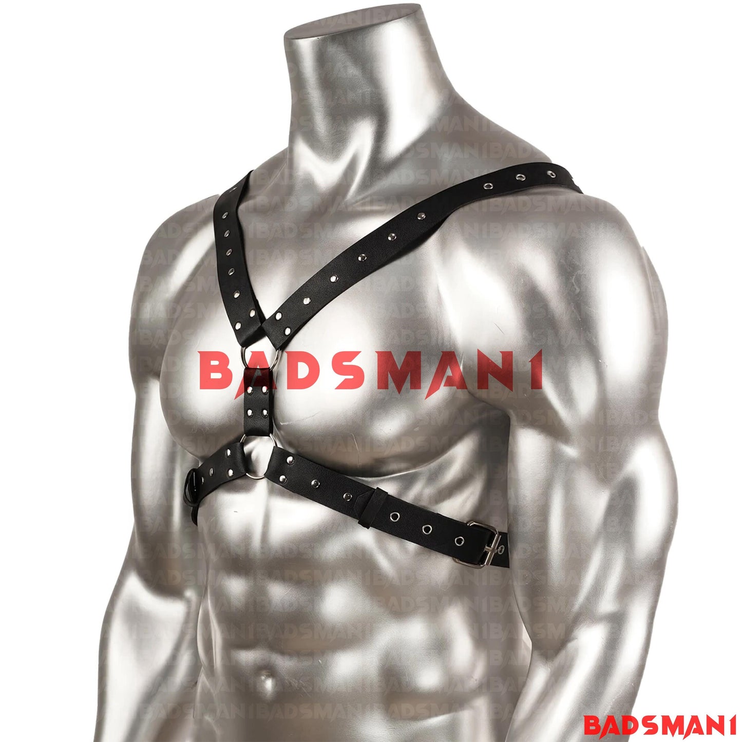 Adjustable Black Faux Leather Chest Harness for Men, Punk Festival Outfit, Gay Pride Wear, BDSM Clubwear Accessory, Harness Men