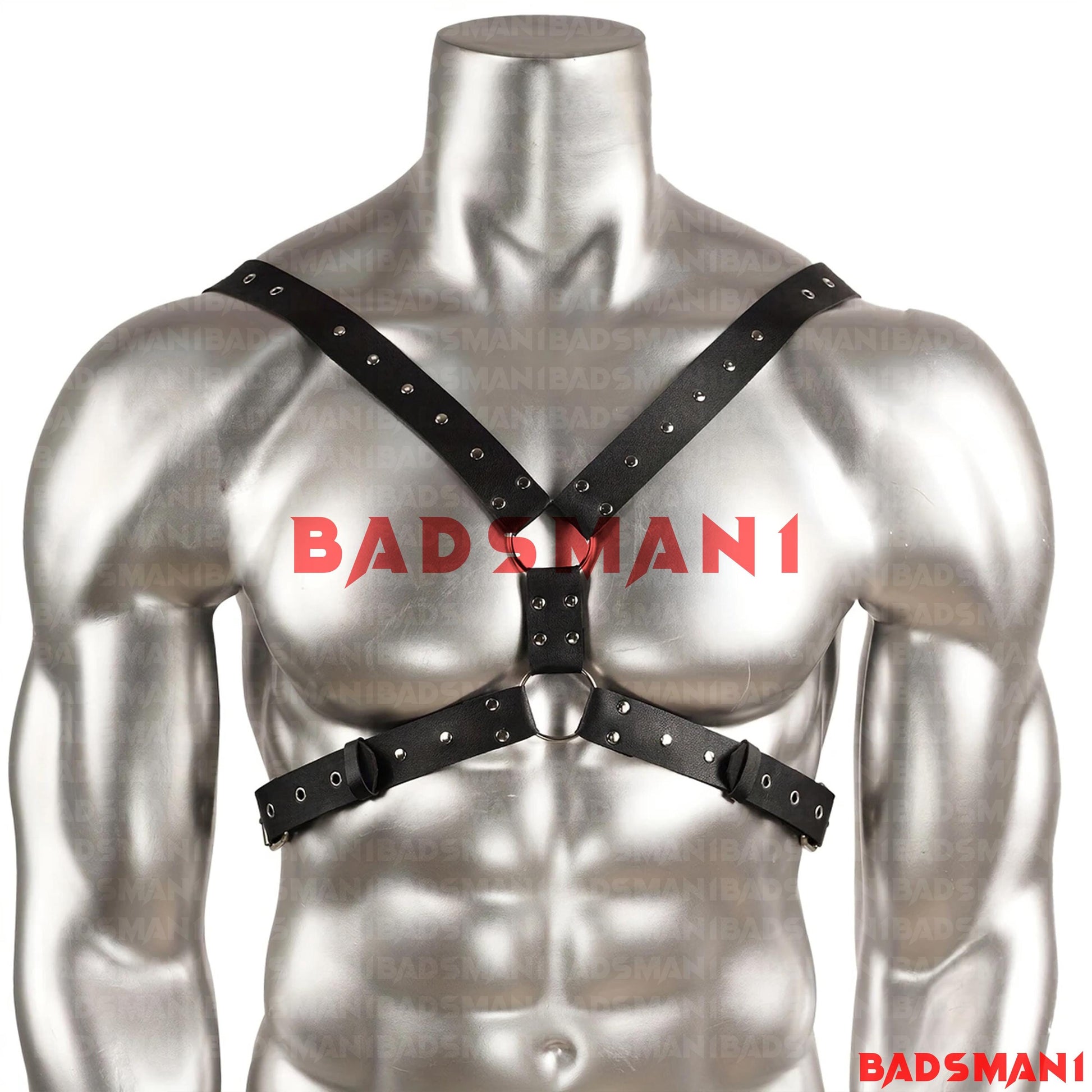 Adjustable Black Faux Leather Chest Harness for Men, Punk Festival Outfit, Gay Pride Wear, BDSM Clubwear Accessory, Harness Men