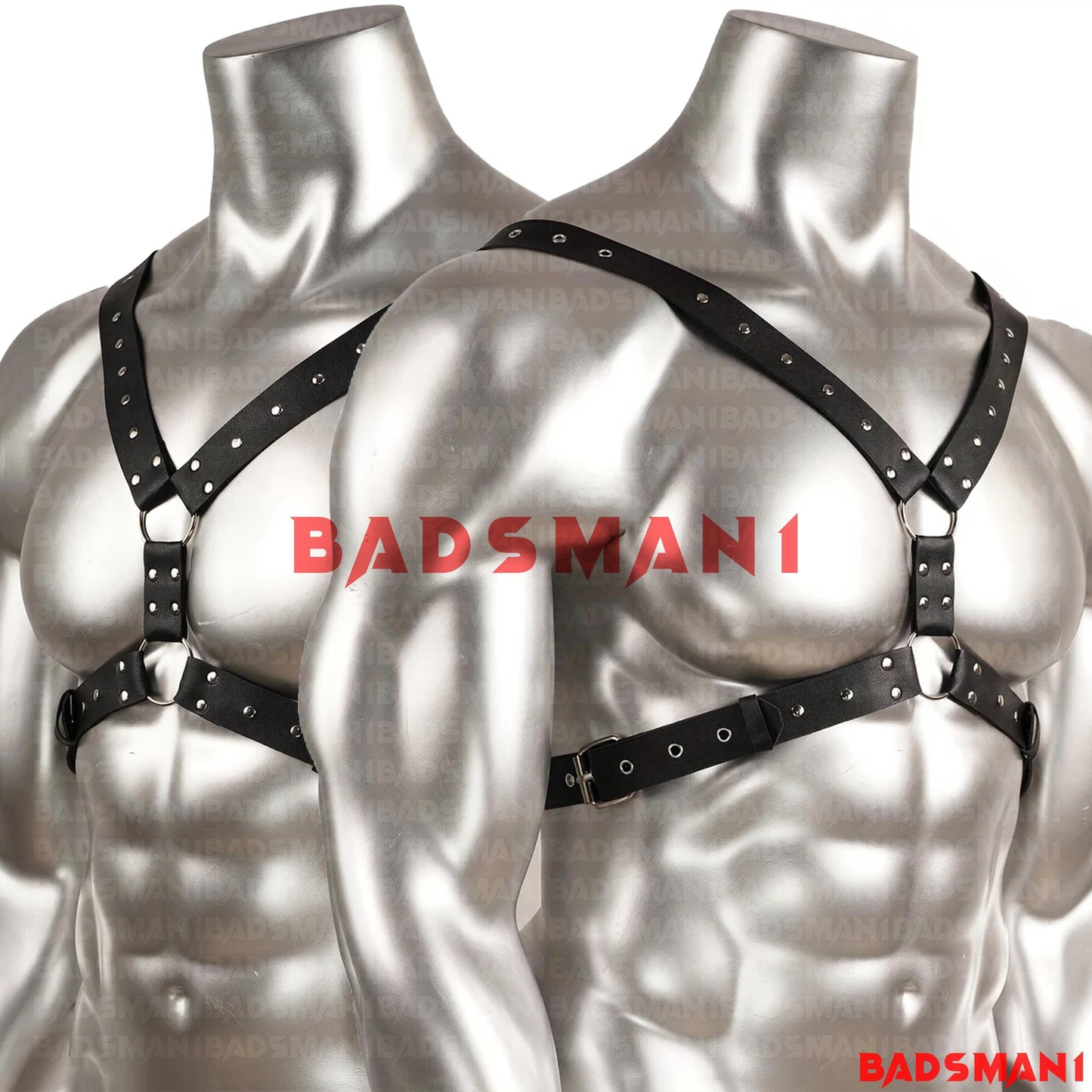 Adjustable Black Faux Leather Chest Harness for Men, Punk Festival Outfit, Gay Pride Wear, BDSM Clubwear Accessory, Harness Men