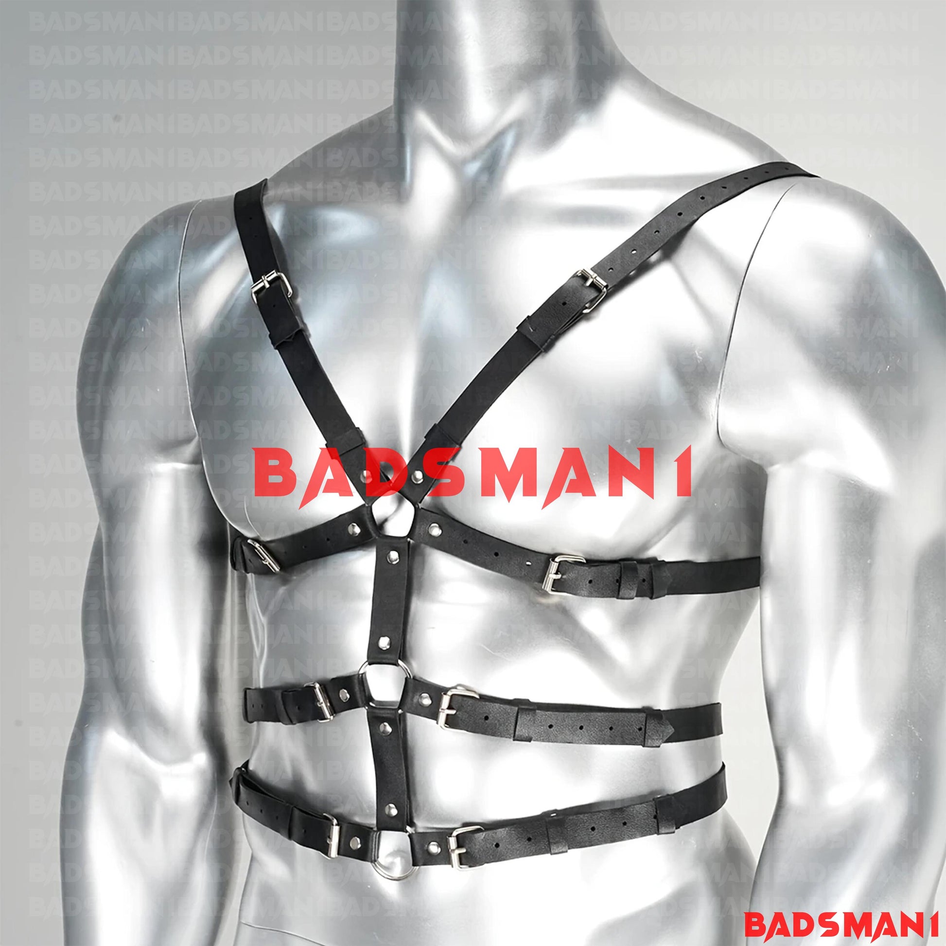 Unisex Black Faux Leather Body Harness Adjustable Chest Harness for Rave, Festival, Clubwear, Cosplay & Alternative Fashion