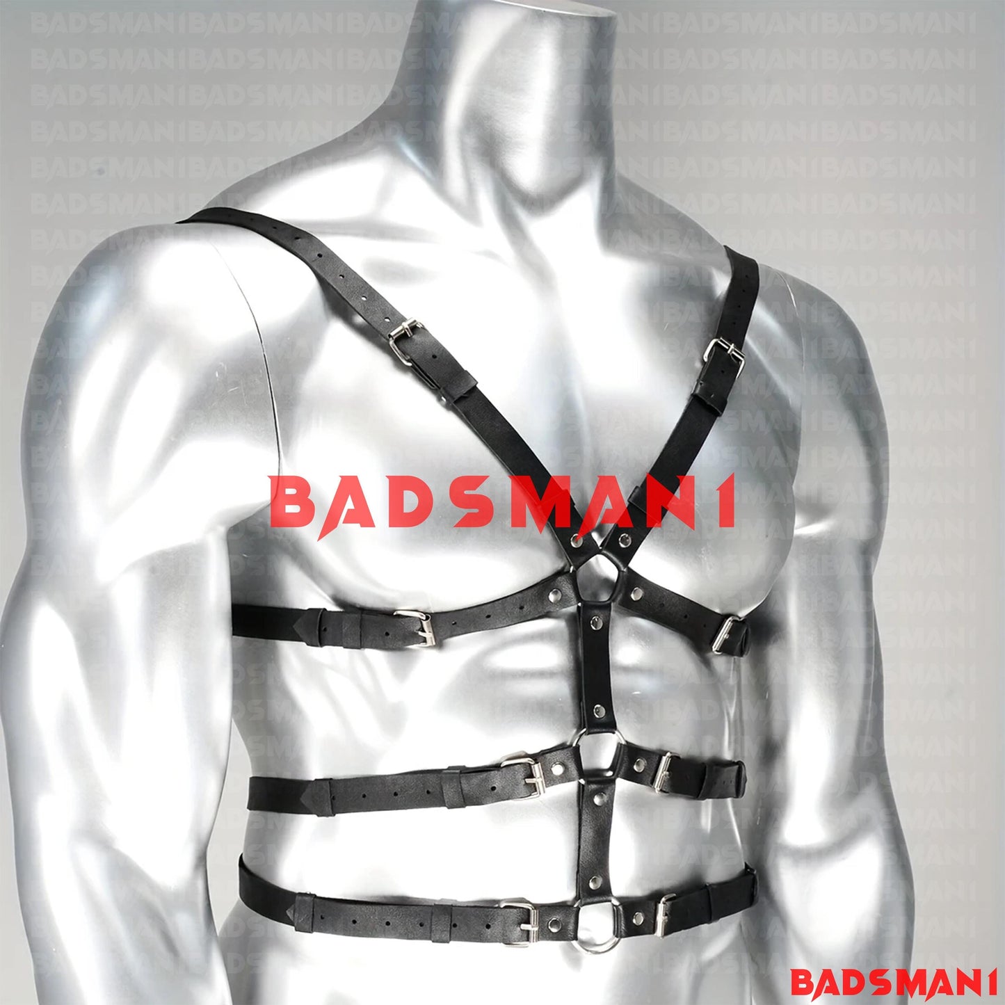 Unisex Black Faux Leather Body Harness Adjustable Chest Harness for Rave, Festival, Clubwear, Cosplay & Alternative Fashion