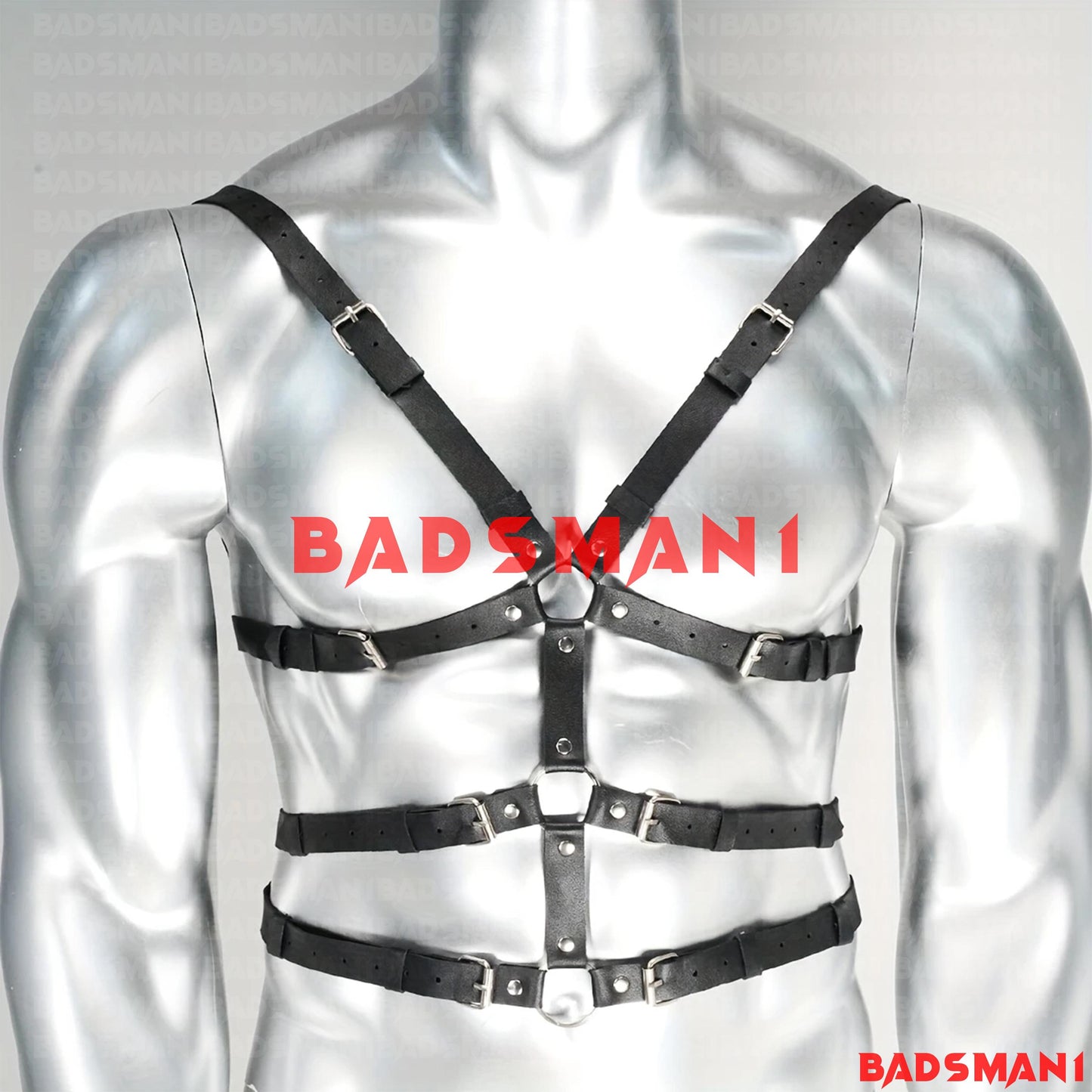 Unisex Black Faux Leather Body Harness Adjustable Chest Harness for Rave, Festival, Clubwear, Cosplay & Alternative Fashion