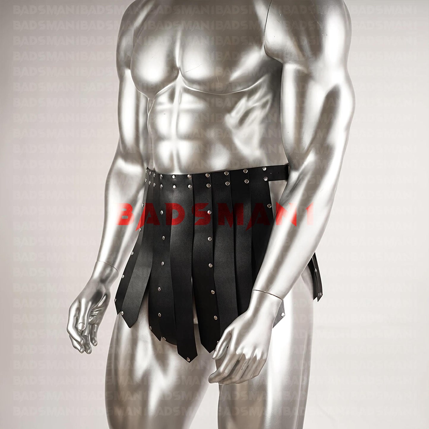 Bold Leather Gladiator Skirt, Mens Festival Kilt with Rivet Harness, Fashionable Warrior Wear, Skirt Man Harness, Male Stripper Attire