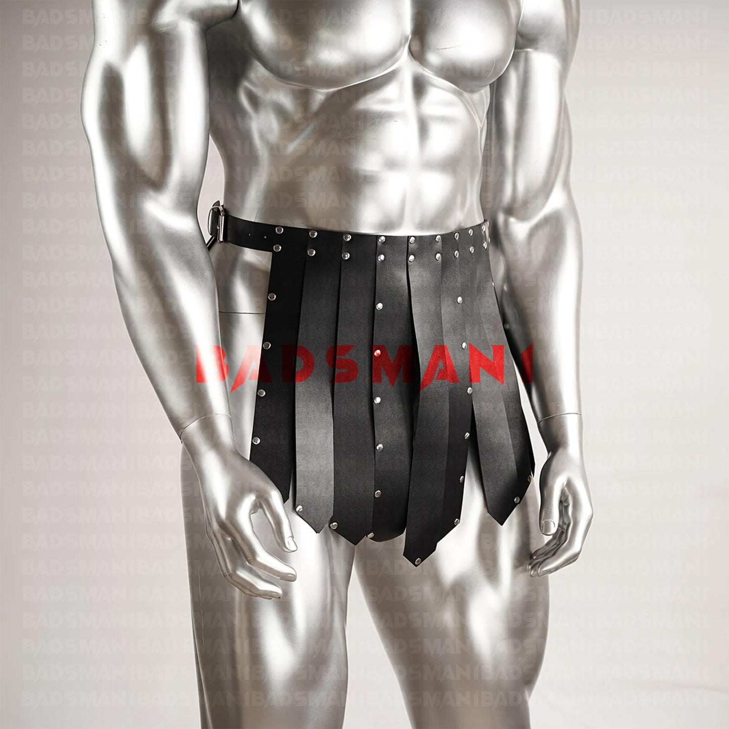 Bold Leather Gladiator Skirt, Mens Festival Kilt with Rivet Harness, Fashionable Warrior Wear, Skirt Man Harness, Male Stripper Attire