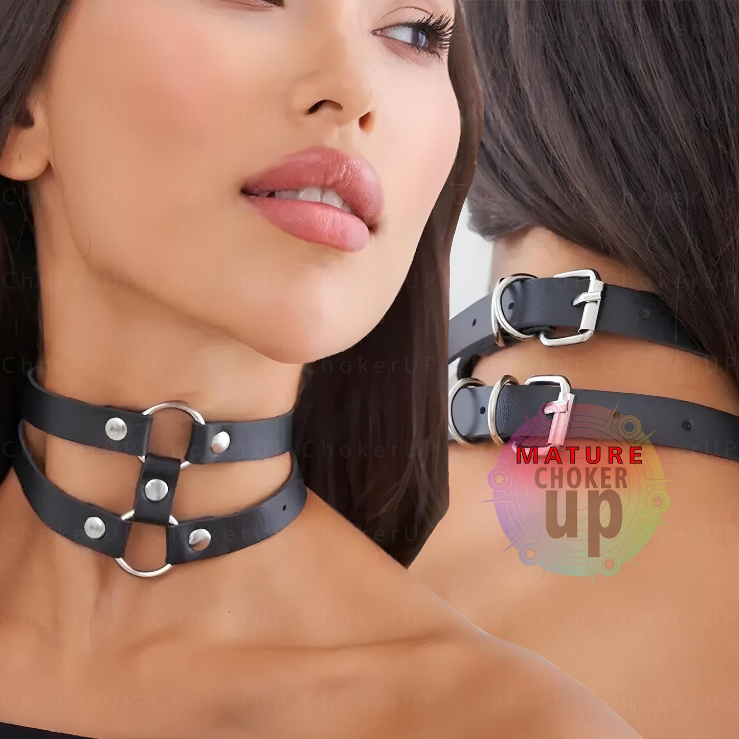 Vegan Leather O-Ring Choker, Adjustable Collar, Handmade