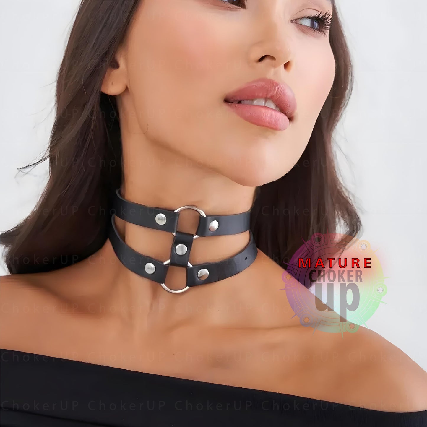 Vegan Leather O-Ring Choker, Adjustable Collar, Handmade