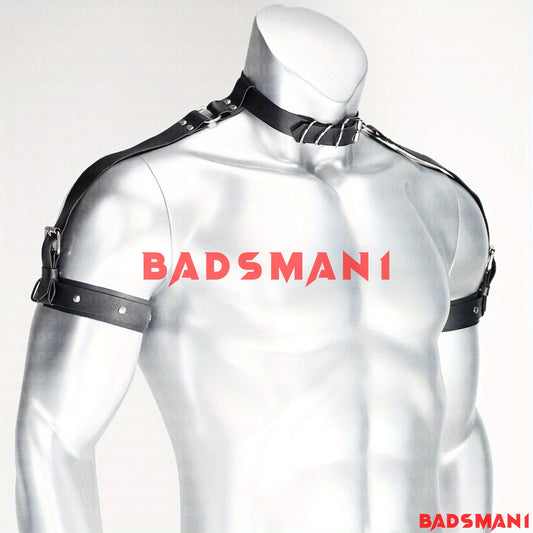 Neck and Arm Harness, Men Neck and Biceps Band, Adjustable Shoulder Harness Men,Men Leather Accessory, Arm Band, Men Shoulder Wear